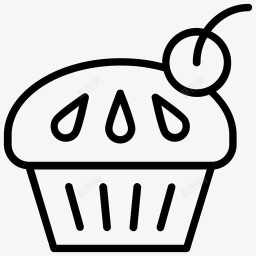 蛋糕樱桃蛋糕甜点图标svg_新图网 https://ixintu.com 婚礼蛋糕 樱桃蛋糕 爱好和兴趣线图标 甜点 蛋糕