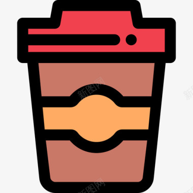 咖啡咖啡厅21线性颜色图标图标