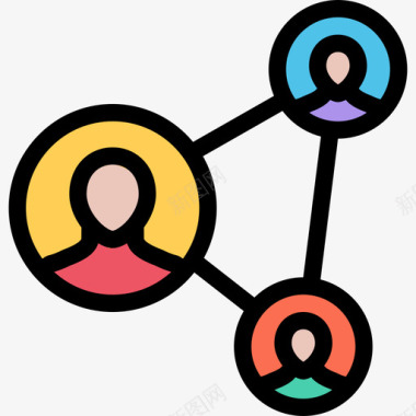 社交网络商业和搜索引擎优化颜色图标图标