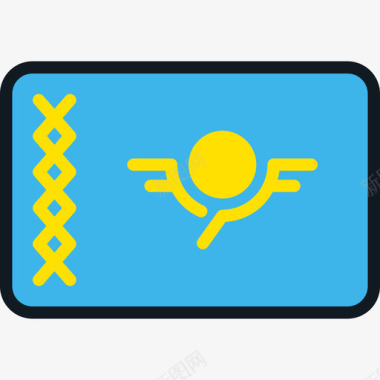 哈萨克斯坦国旗系列4圆形矩形图标图标