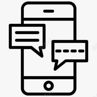 短信手机短信社交媒体线路图标图标