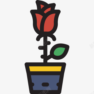 玫瑰生态与自然3线性颜色图标图标