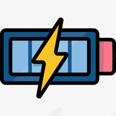 全电池混合元素3线性颜色图标图标
