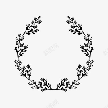 月桂花环纹章叶子图标图标