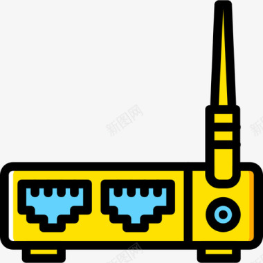 路由器连接器电缆4黄色图标图标