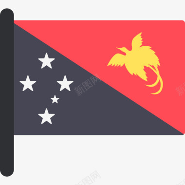 巴布亚新几内亚国际国旗5桅杆图标图标