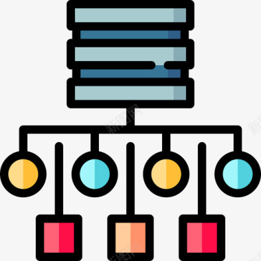 服务器大数据和网络分析2线性颜色图标图标