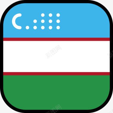 乌兹别克斯坦旗帜系列6圆形方形图标图标
