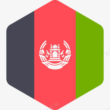阿富汗国际旗帜2六边形图标图标