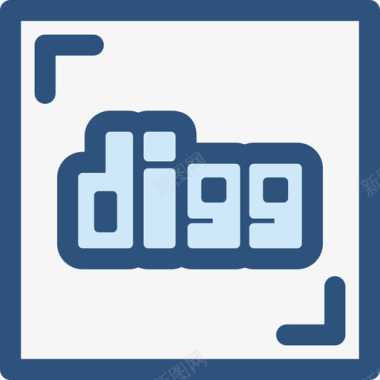 Digg社交媒体18蓝色图标图标