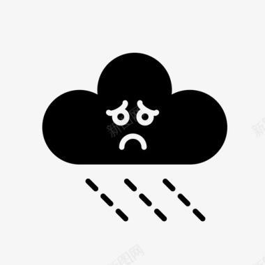 悲伤的雨云糟糕的天气气象图标图标
