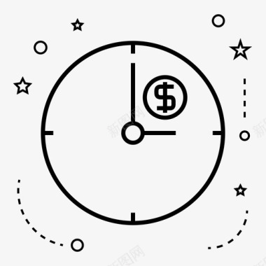 商业时钟硬币图标图标