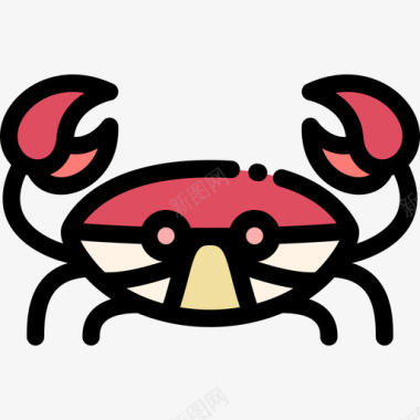 螃蟹动物30线形颜色图标图标