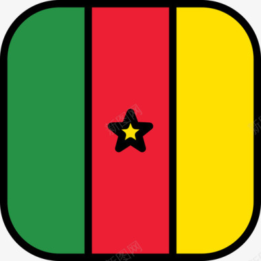 喀麦隆旗帜系列6圆形方形图标图标