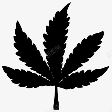 大麻开花药草叶子图标图标