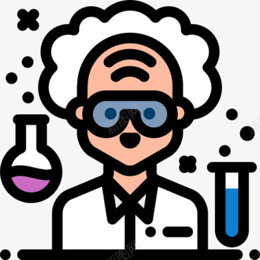 化学家职业和工作6线性颜色图标图标