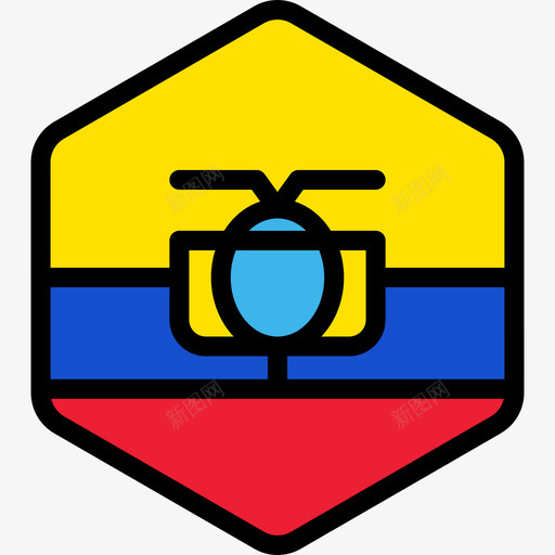 厄瓜多尔国旗系列5六边形图标svg_新图网 https://ixintu.com 六边形 厄瓜多尔国旗系列5