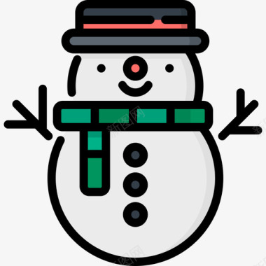 雪人圣诞节26线性颜色图标图标