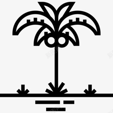 棕榈树生态学24线状图标图标