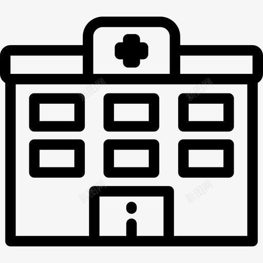 医院城市要素5线性图标svg_新图网 https://ixintu.com 医院 城市要素5 线性
