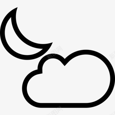 多云的夜晚天气和保险2线性图标图标