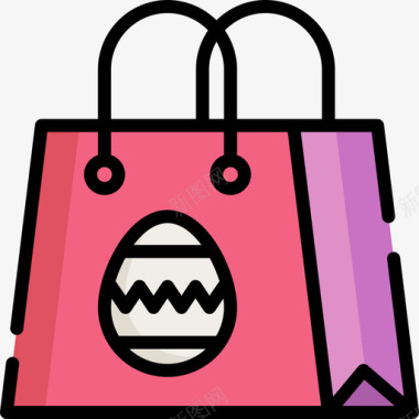 购物袋复活节8线性颜色图标图标