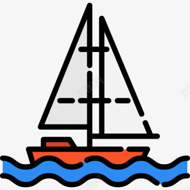 帆船澳大利亚4线型颜色图标图标