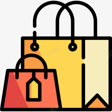 购物袋电子商务17线性颜色图标图标