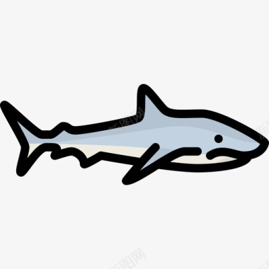 鲨鱼动物25线色图标图标