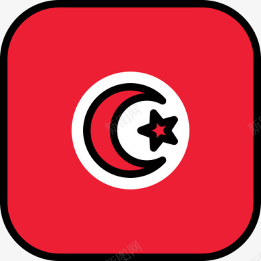 突尼斯国旗收藏6圆形广场图标图标