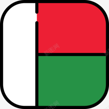 马达加斯加旗帜收藏6圆形方形图标图标