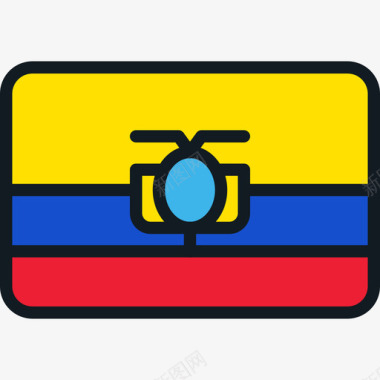 厄瓜多尔国旗系列4圆角矩形图标图标