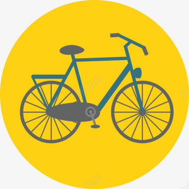 自行车旅行和交通工具圆形平面图标图标