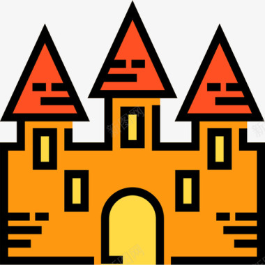 城堡万圣节8线性颜色图标图标