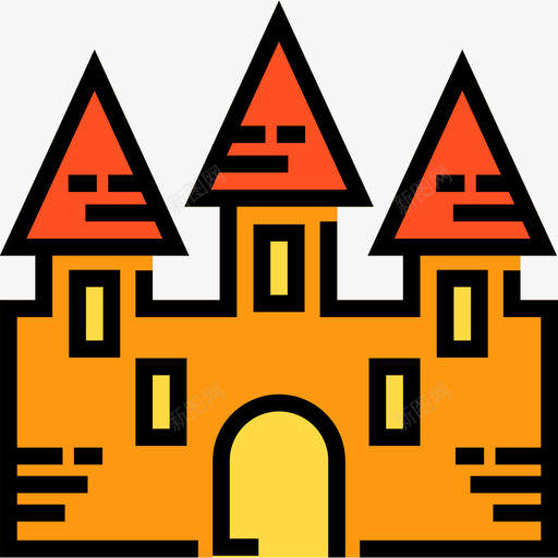 城堡万圣节8线性颜色图标svg_新图网 https://ixintu.com 万圣节8 城堡 线性颜色