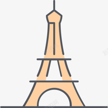 埃菲尔铁塔纪念碑10号彩色图标图标