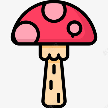 蘑菇自然8线形颜色图标图标