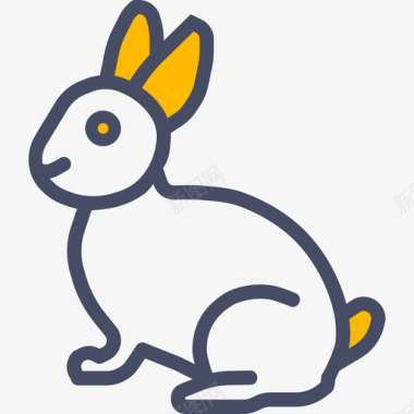 复活节兔子复活节4线性颜色图标图标