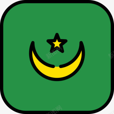 毛里塔尼亚旗帜收藏6圆形广场图标图标