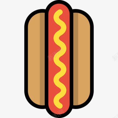 热狗食品和饮料16线性颜色图标图标