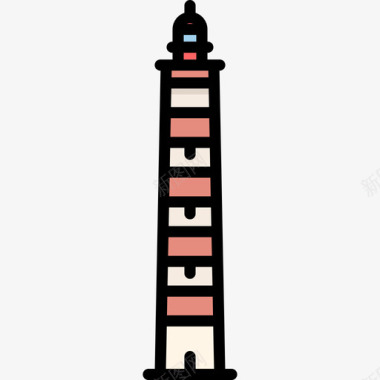 葡萄牙语灯塔3线性颜色图标图标