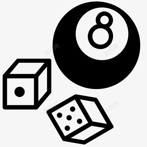 赌博骰子八图标svg_新图网 https://ixintu.com 八 八个球 纹身 赌博 骰子