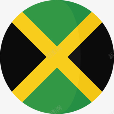 牙买加国旗3圆圈平坦图标图标