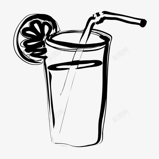 柠檬水饮料玻璃杯图标svg_新图网 https://ixintu.com 手绘 柠檬水 玻璃杯 饮料