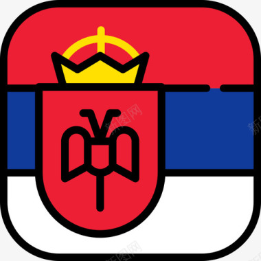 塞尔维亚国旗收藏6圆形方形图标图标