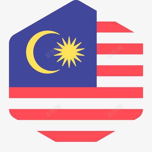 马拉西亚国际旗帜2六边形图标svg_新图网 https://ixintu.com 六边形 国际旗帜2 马拉西亚