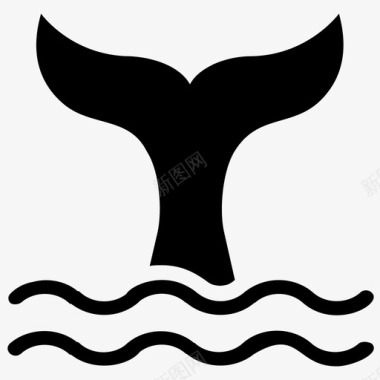 鲸尾水生动物海豚图标图标