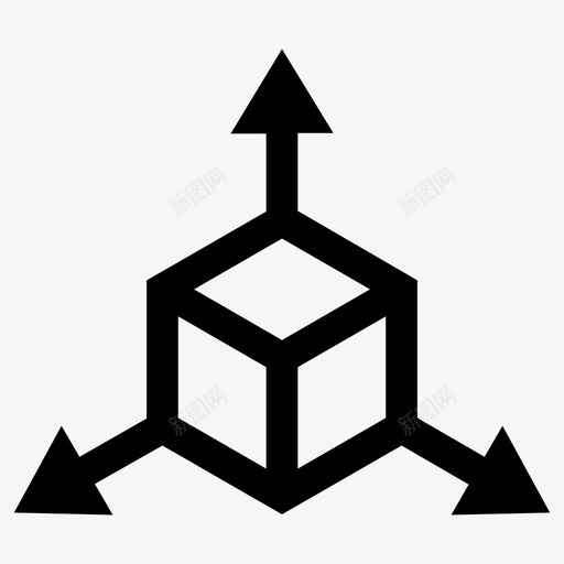 三维立方体尺寸图标svg_新图网 https://ixintu.com 三维 几何 尺寸 立方体 透视