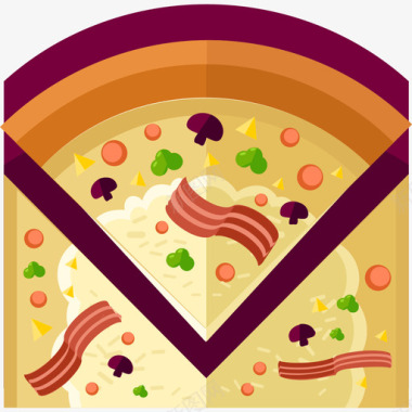 披萨食物扁平图标图标