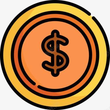 美元银行货币4线性颜色图标图标